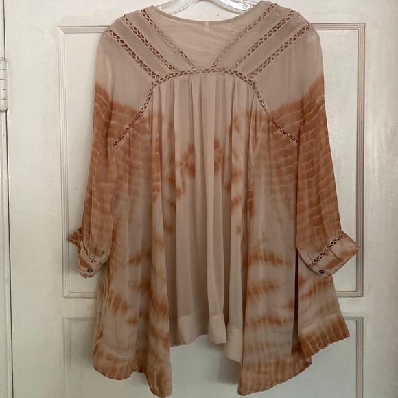Free People Tie Dye Oversized Silk Top - Picture 2 of 4